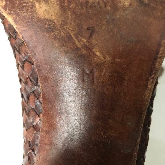 Sesto Meucci Woven Loafer Block Heel Brown 7 Italy - Picture 8 of 12